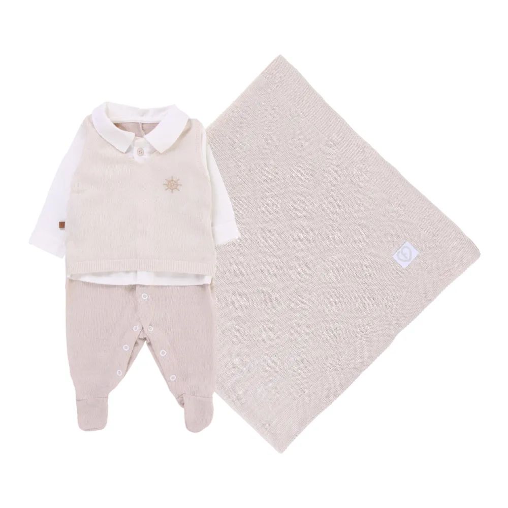 Saída Maternidade Fofinho com Detalhe Bordado Leme Vermelho