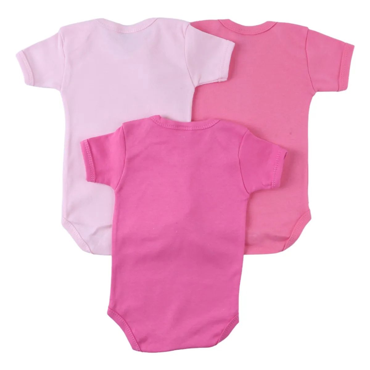 Kit Body Manga Curta Bebê Baby Bee Suedine Rosa 3 Peças