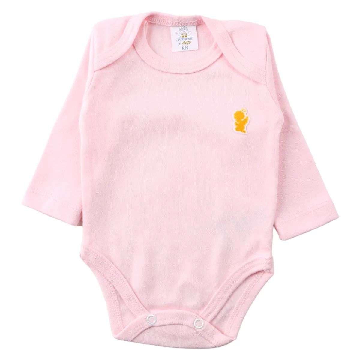 Kit Body Manga Longa Presente De Anjo Estampado 3 Peças