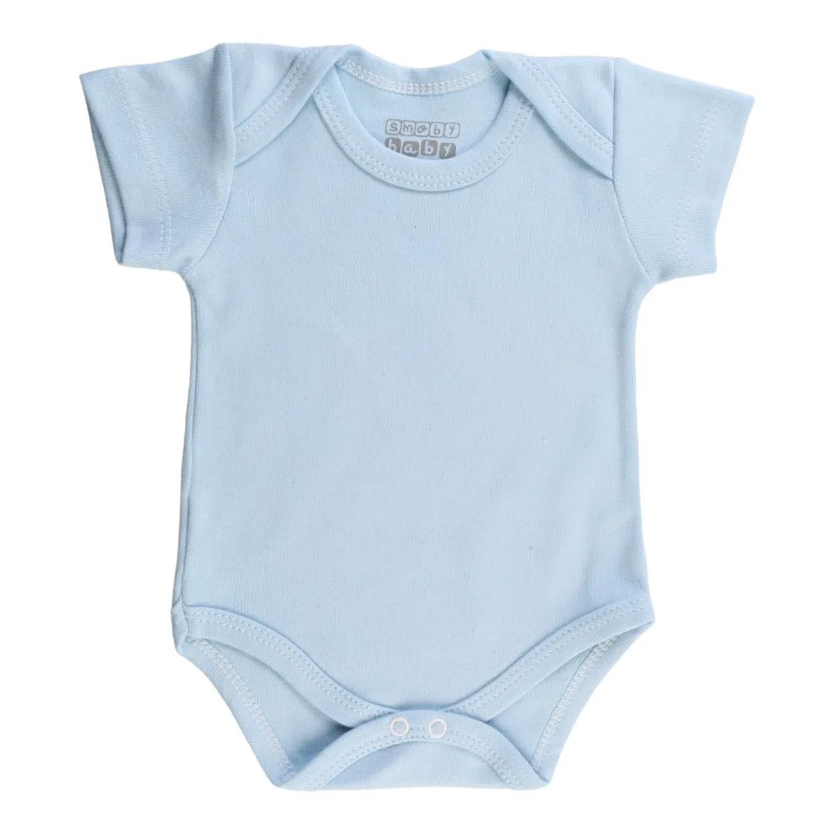 Kit Body Manga Curta Smoby Baby Liso Azul 3 Peças