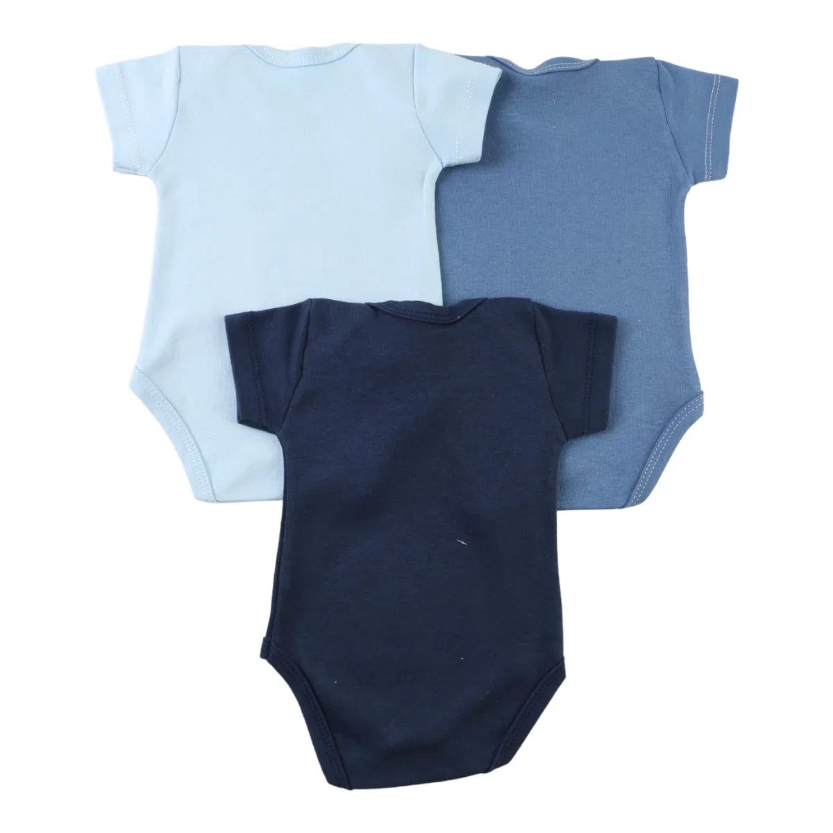 Kit Body Manga Curta Smoby Baby Liso Azul 3 Peças
