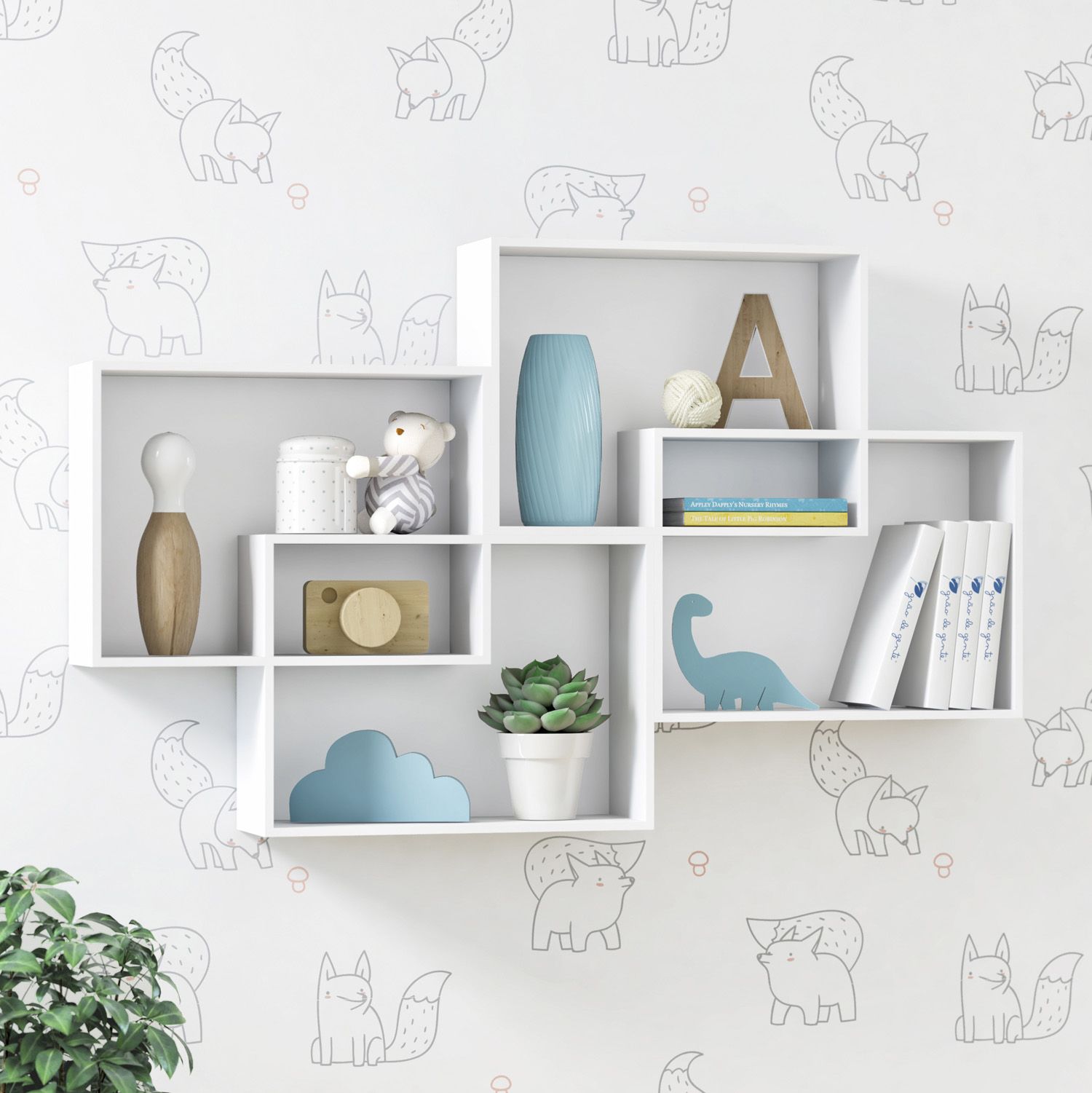 Nicho de Madeira Módulos Retangulares Branco