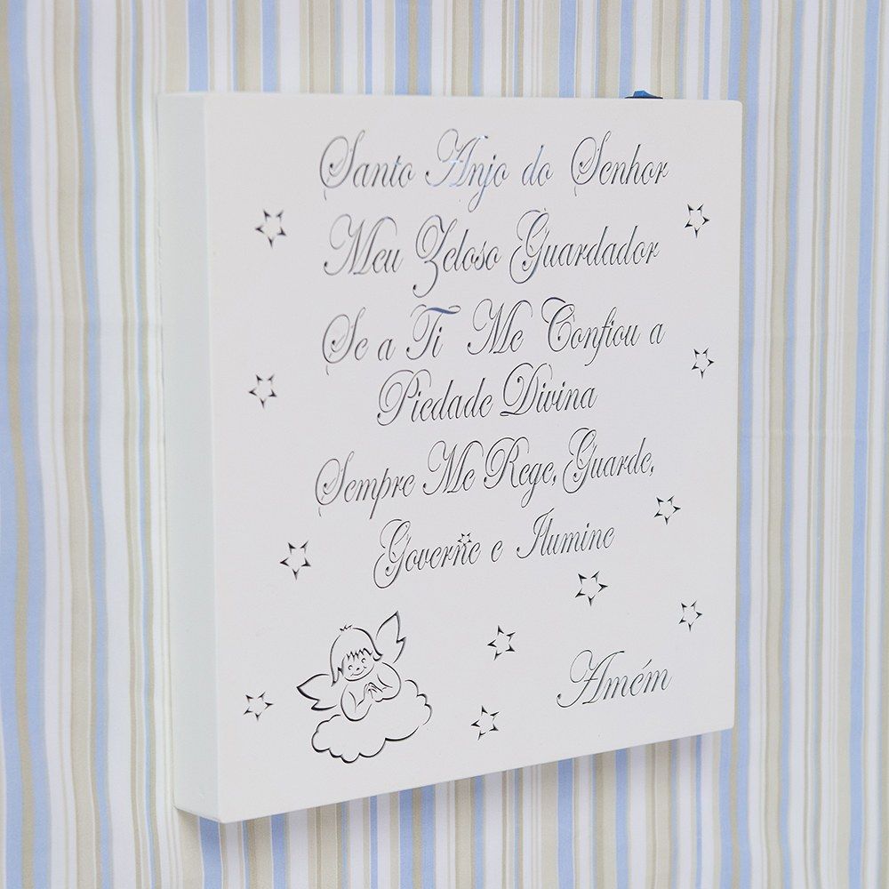 Quadro Led Oração Santo Anjo Azul