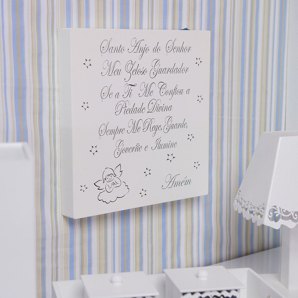 Quadro Led Oração Santo Anjo Azul