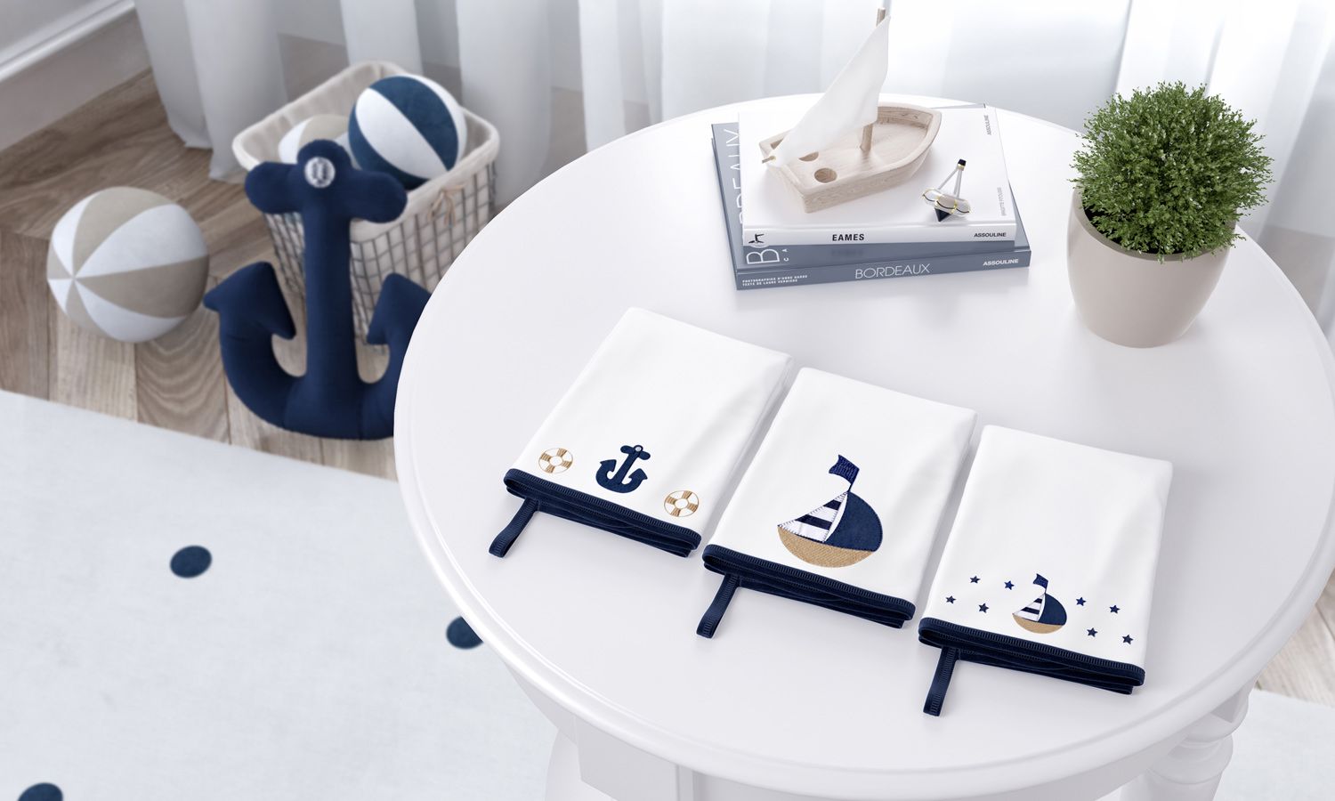 Jogo de Fraldas Boca Malha Urso Marinheiro