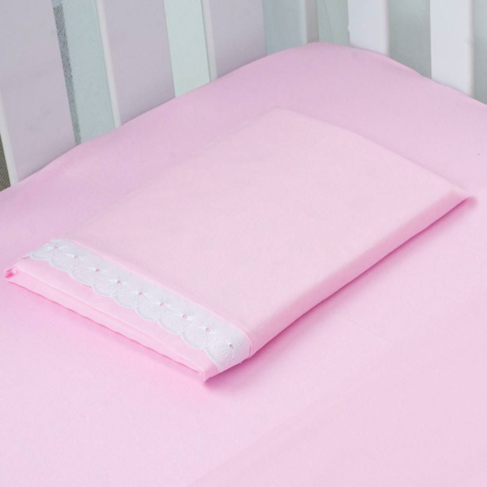 Fronha Bebê de Malha Rosa com Vira Percal