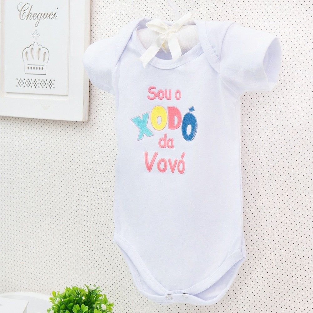 Body Manga Curta Sou o Xodó da Vovó Branco Tam M