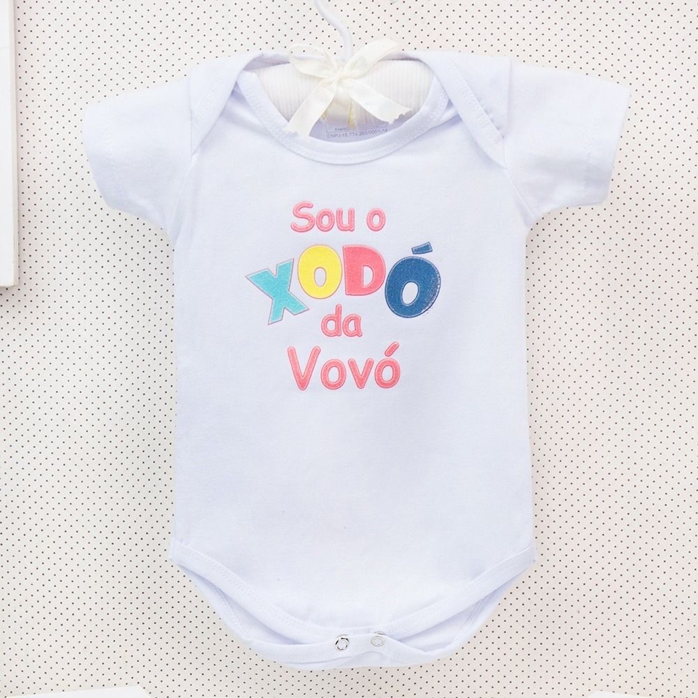 Body Manga Curta Sou o Xodó da Vovó Branco Tam M