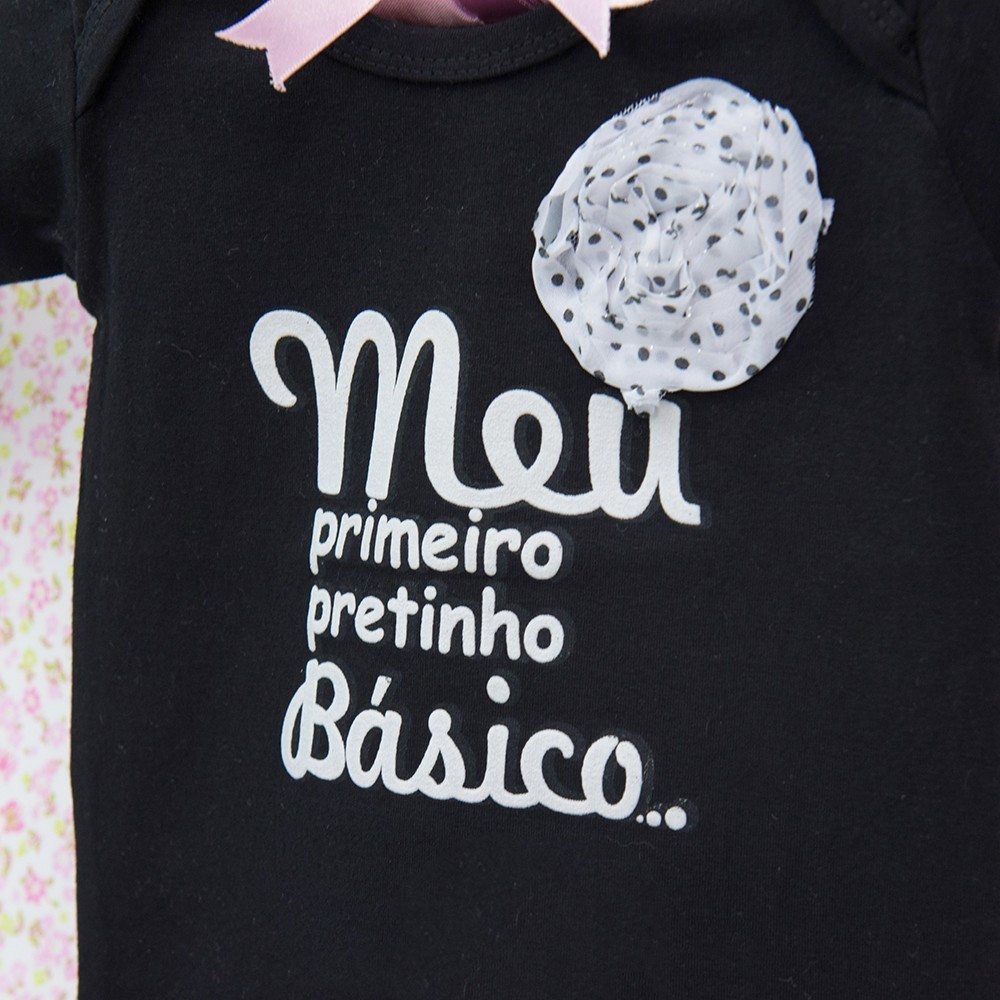 Body Manga Curta Meu Primeiro Pretinho Básico Tam G