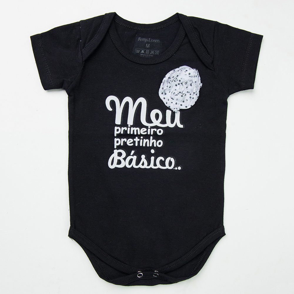 Body Manga Curta Meu Primeiro Pretinho Básico Tam G