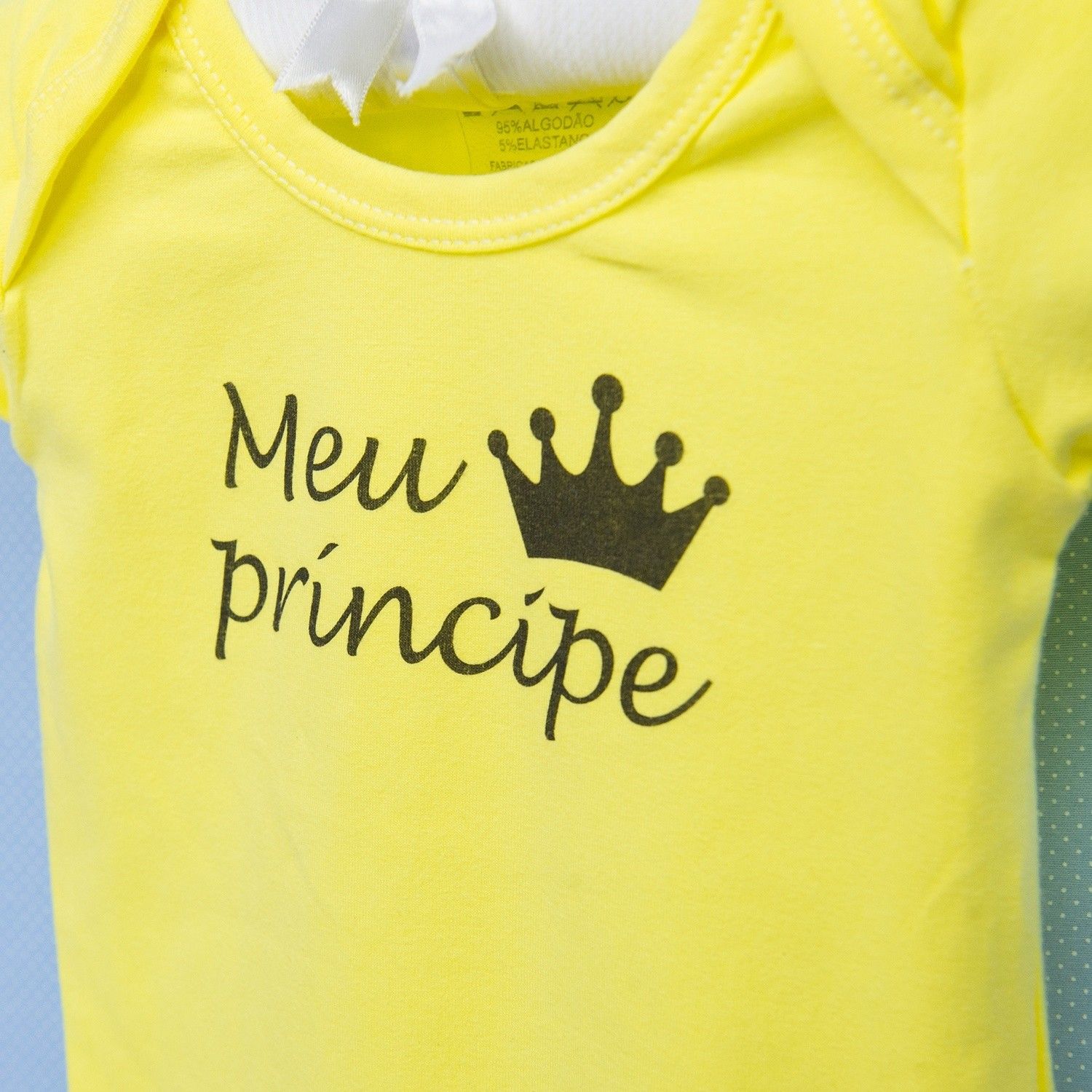 Body Manga Curta Meu Príncipe Amarelo 12 a 15 meses
