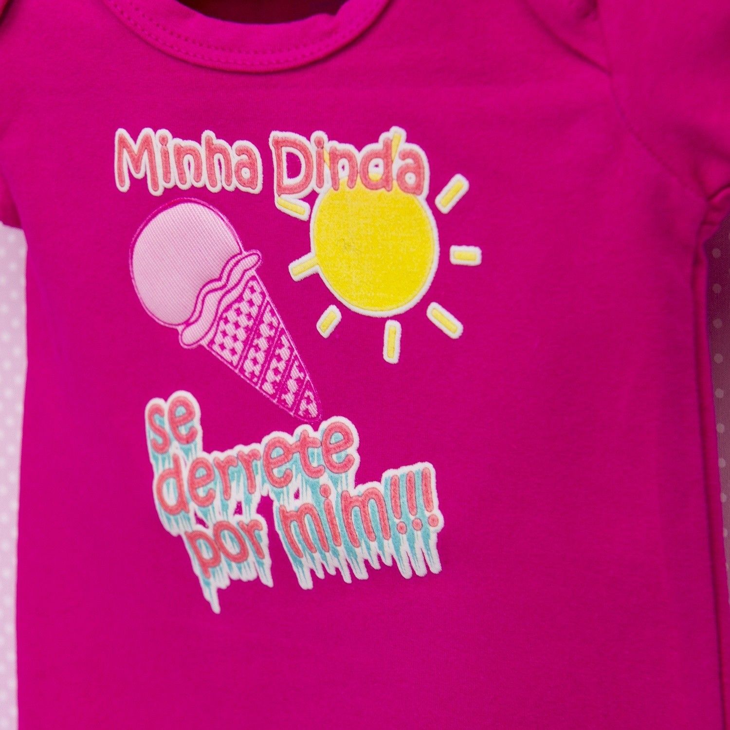 Body Manga Curta Minha Dinda se Derrete por Mim Pink Tam P