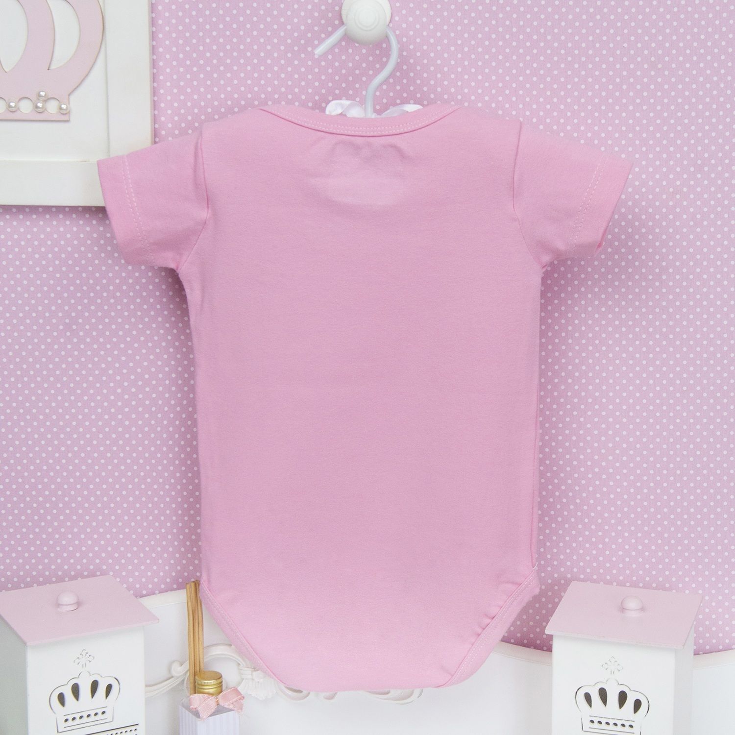 Body Manga Curta Liso Rosa 3 a 6 Meses