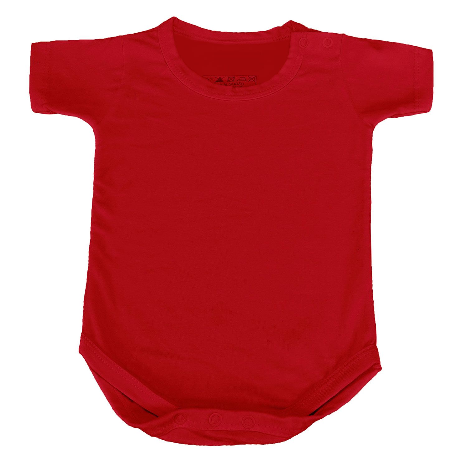 Body Manga Curta com Botão no Ombro Vermelho