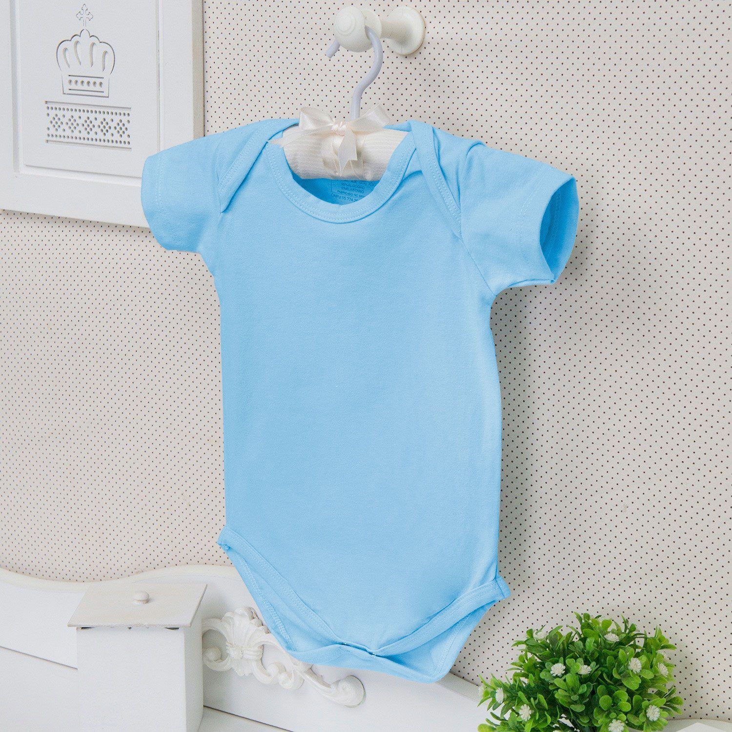 Body Manga Curta Basic Liso Verde 6 a 9 Meses