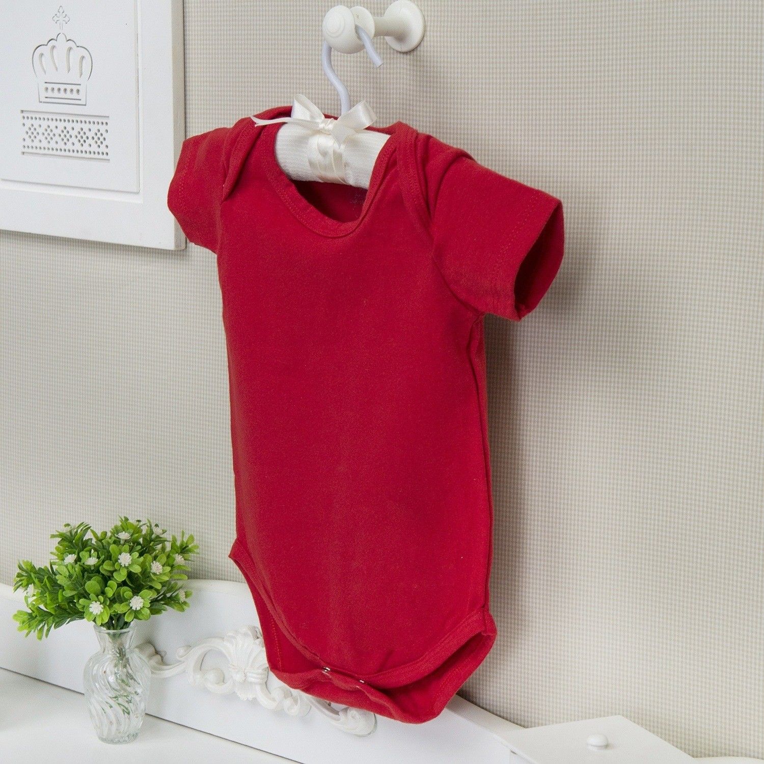 Body Manga Curta Basic Liso Verde 6 a 9 Meses