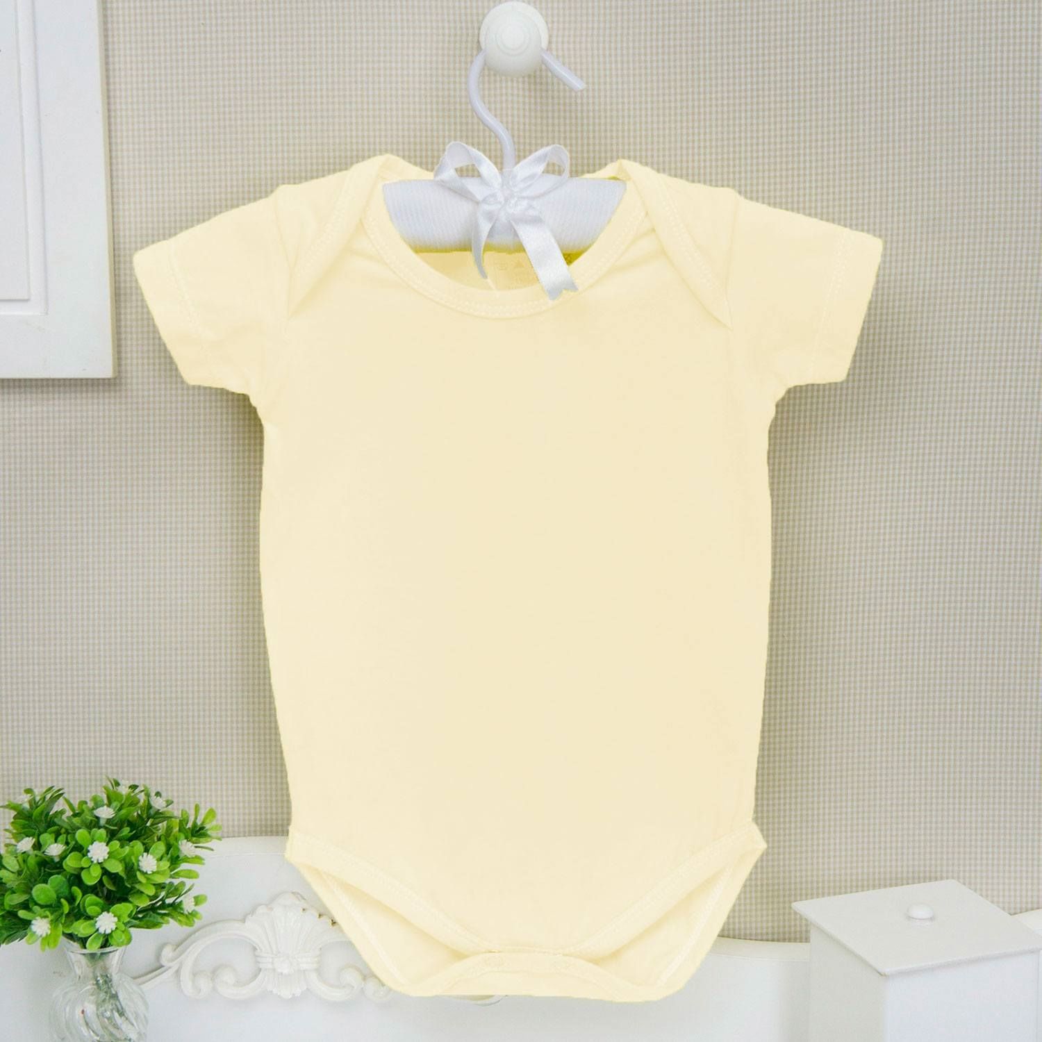 Body Manga Curta Basic Liso Verde 6 a 9 Meses