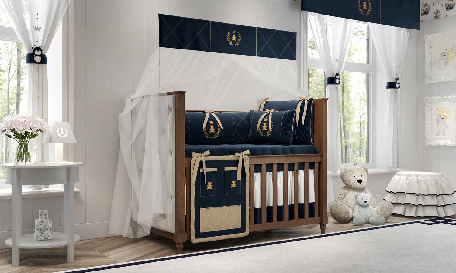 Kit Berço Realeza Marinho Premium