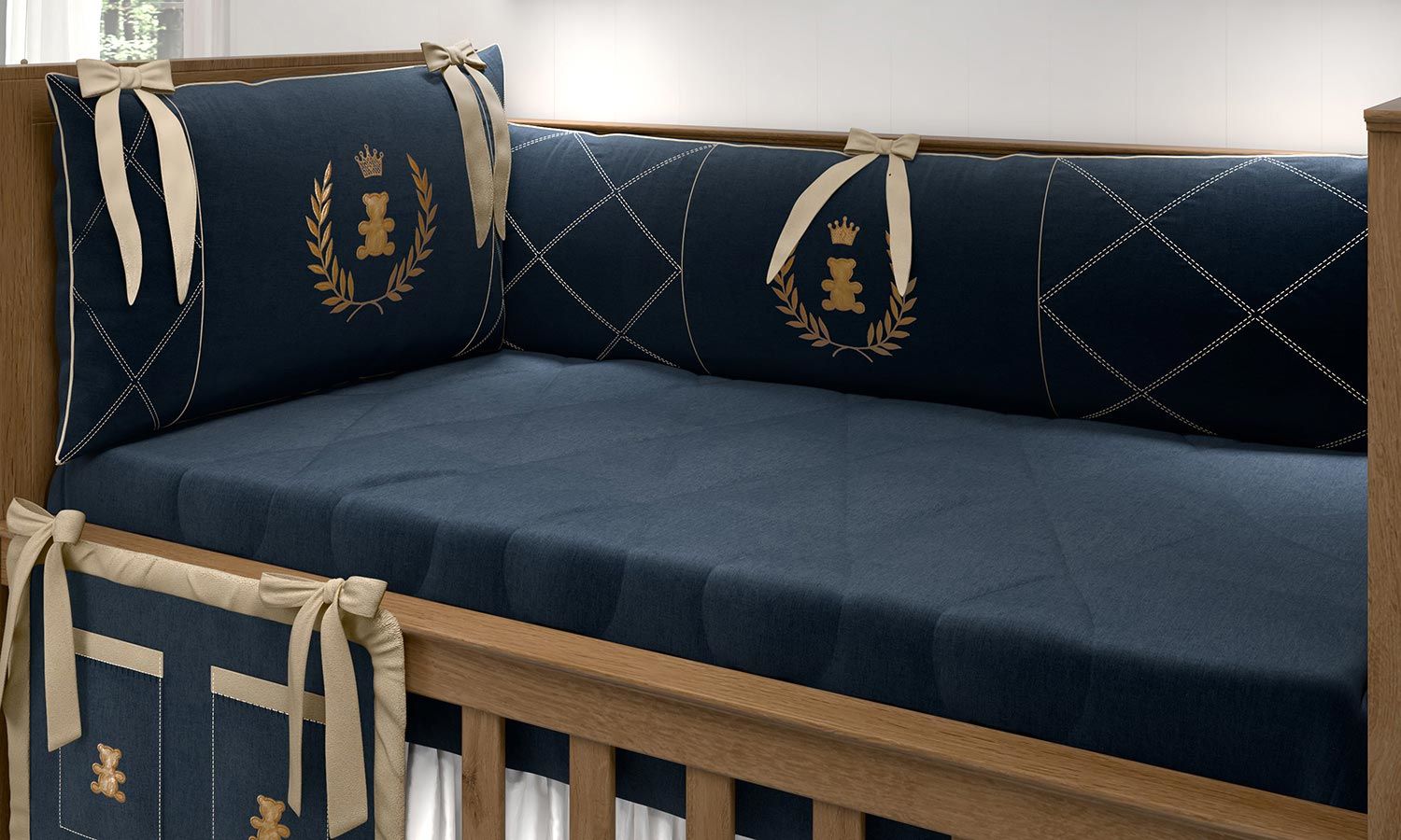 Kit Berço Realeza Marinho Premium