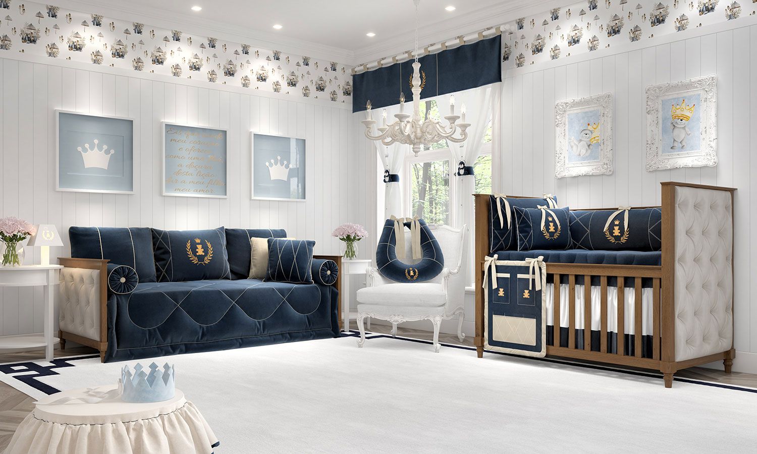 Kit Berço Realeza Marinho Premium