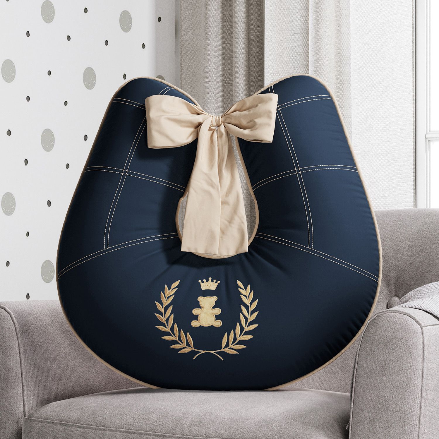 Almofada Amamentação Realeza Marinho Premium