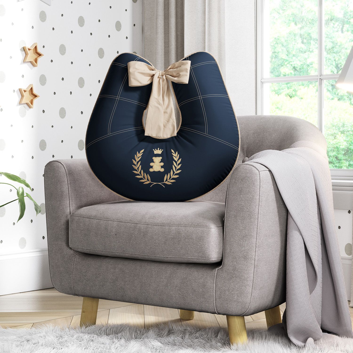 Almofada Amamentação Realeza Marinho Premium