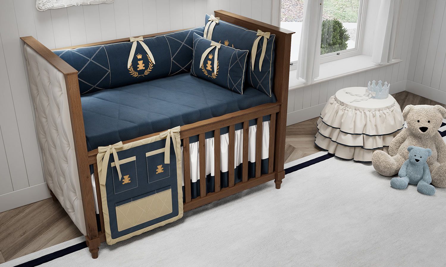 Organizador de Berço Realeza Marinho Premium