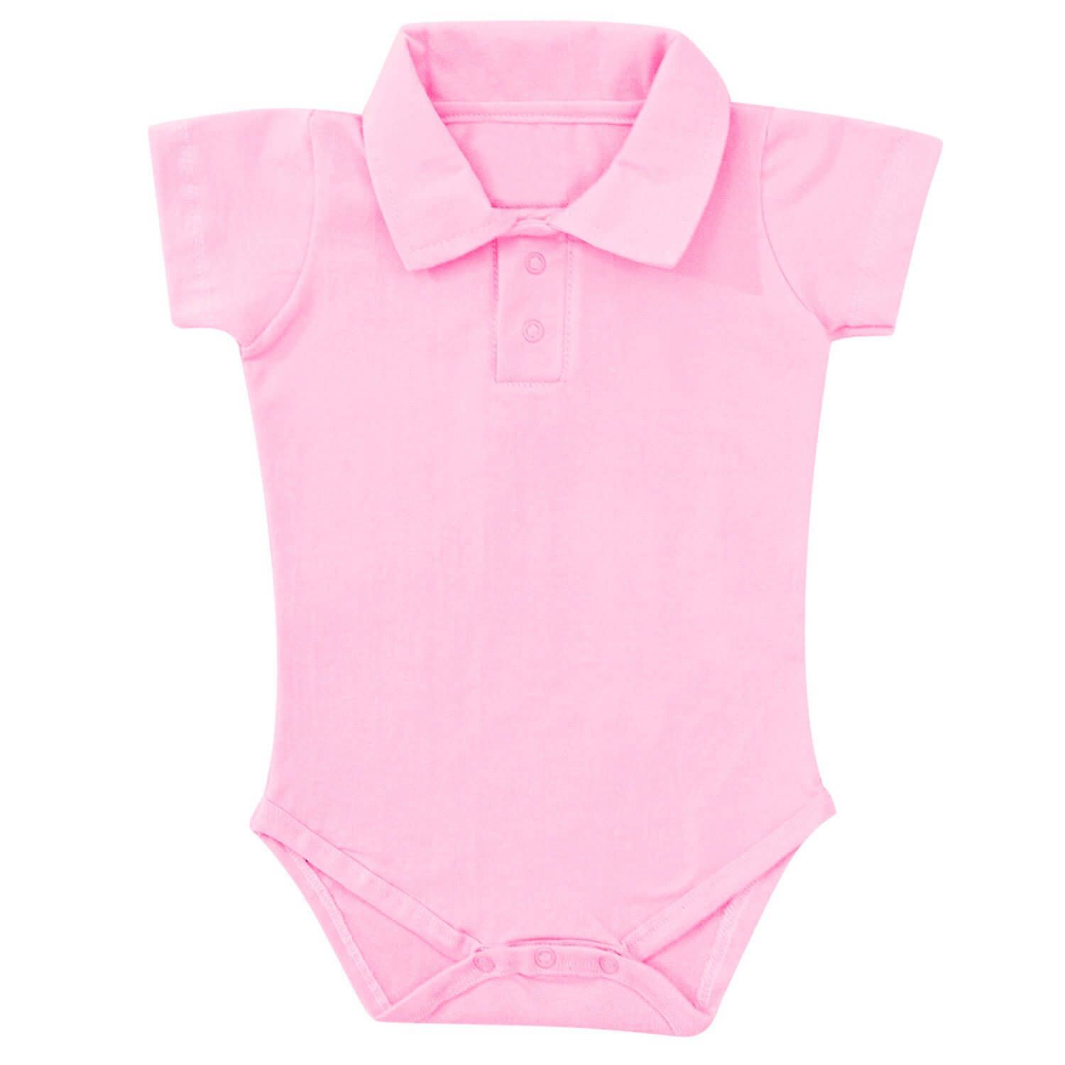 Body Manga Curta Polo Lilás 6 a 9 Meses