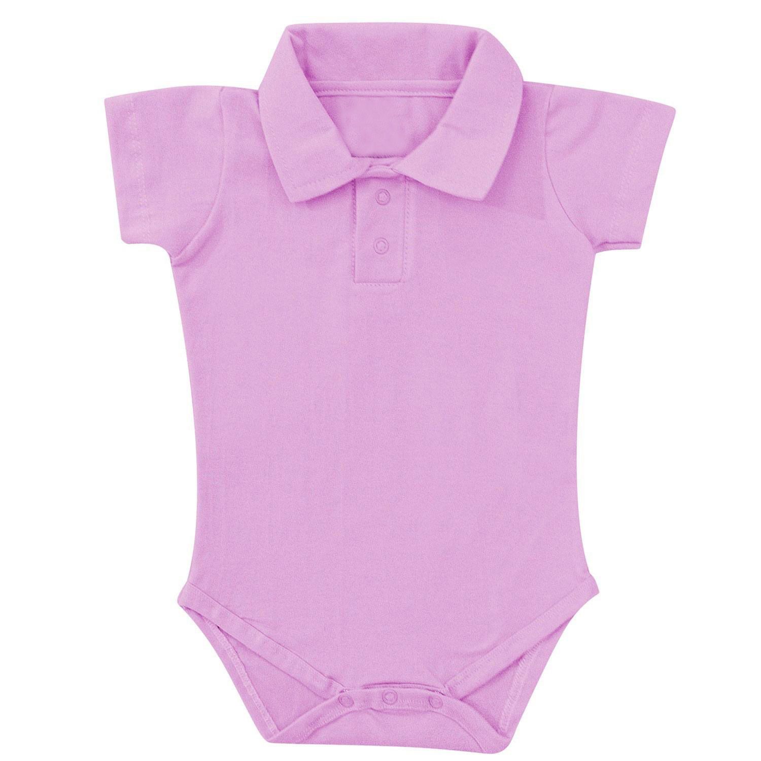 Body Manga Curta Polo Lilás 6 a 9 Meses