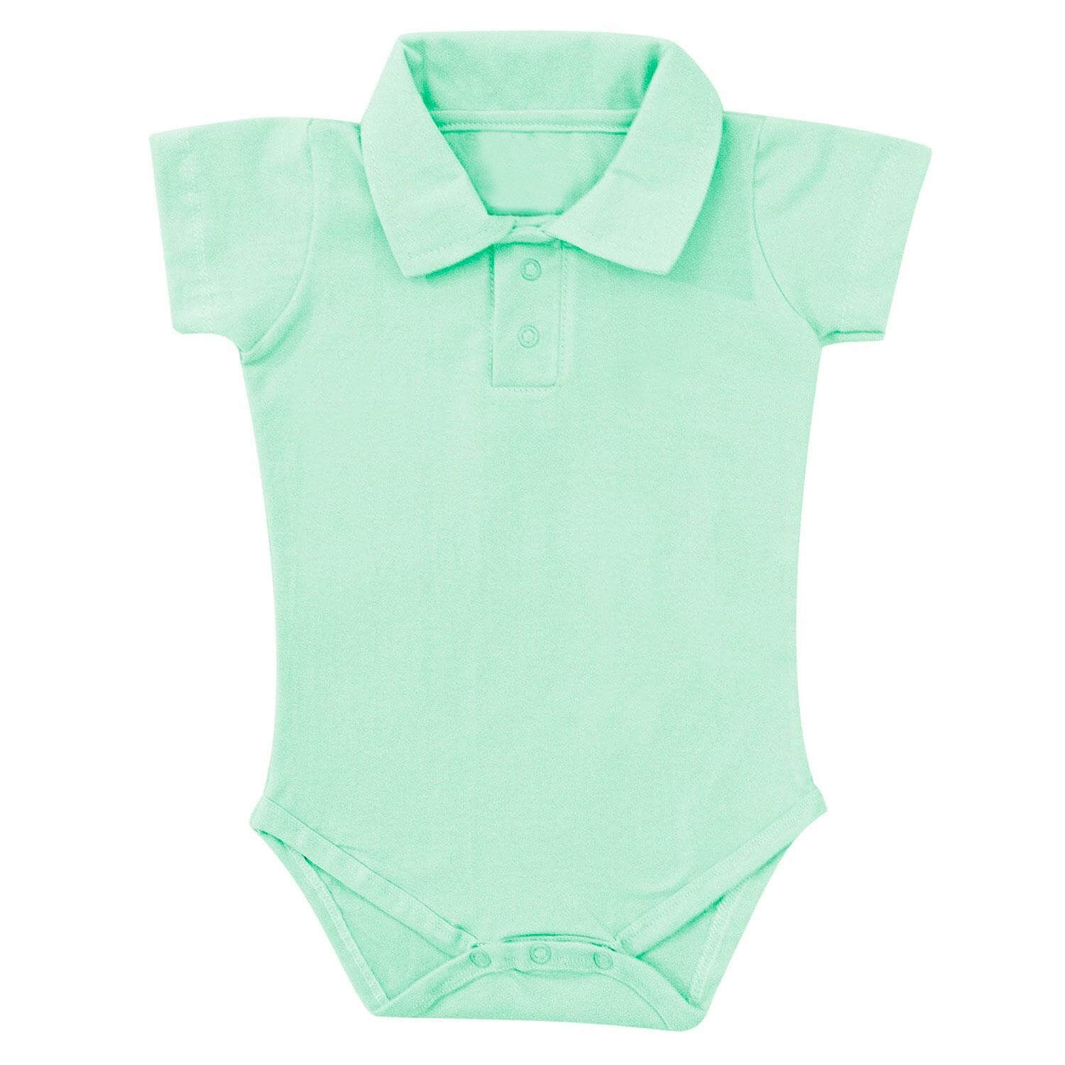 Body Manga Curta Polo Lilás 6 a 9 Meses