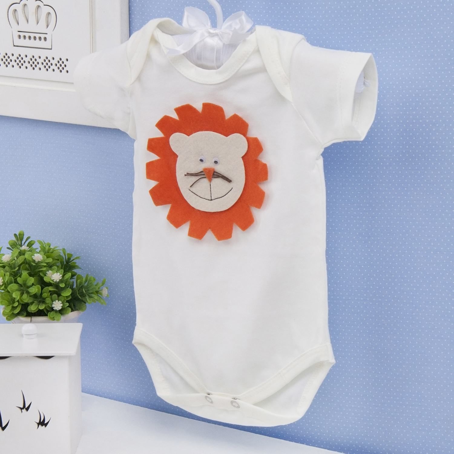 Body Manga Curta Leão Palha Tam P