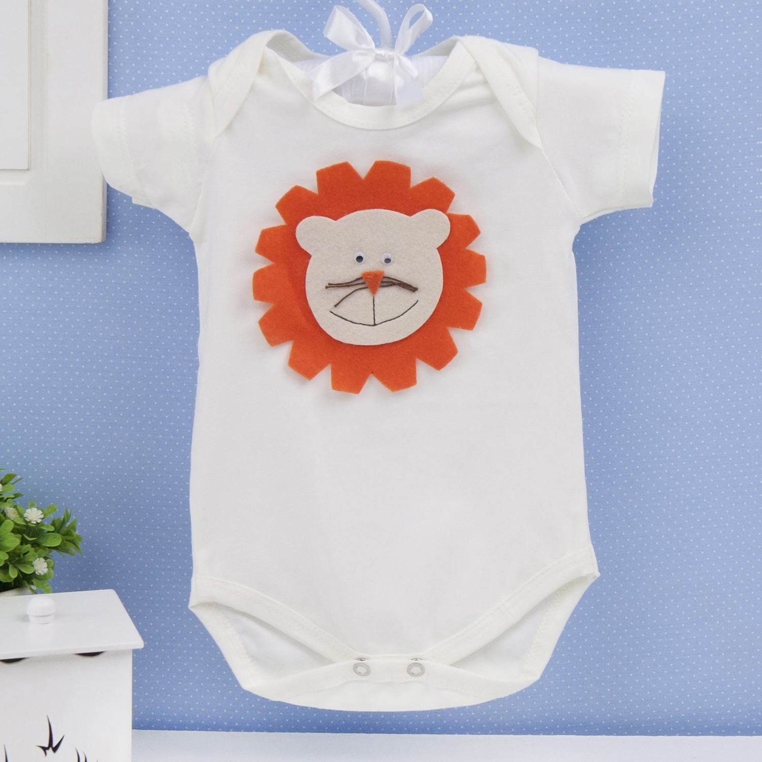 Body Manga Curta Leão Palha Tam P