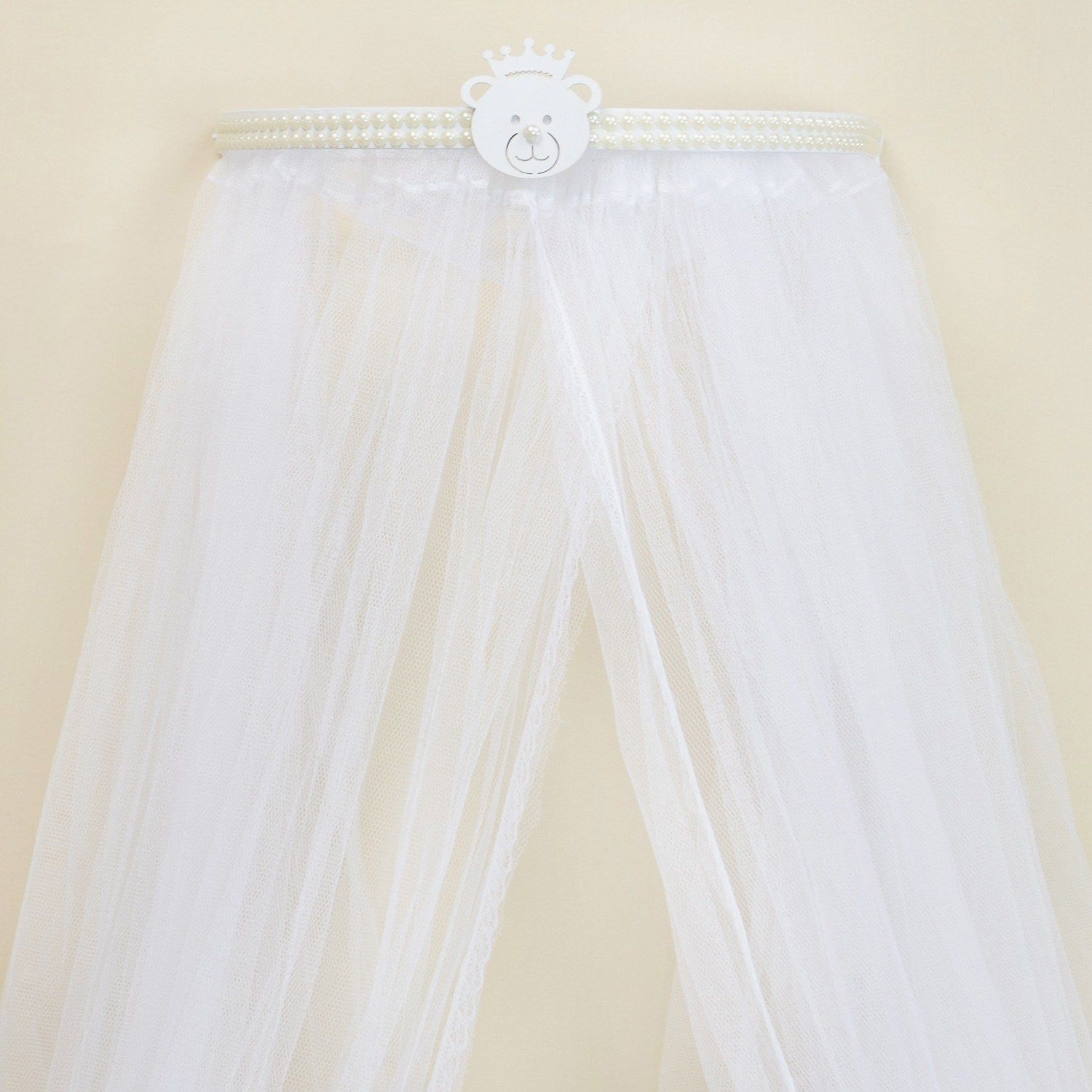 Dossel Berço Decorado Ursinho com Pérolas