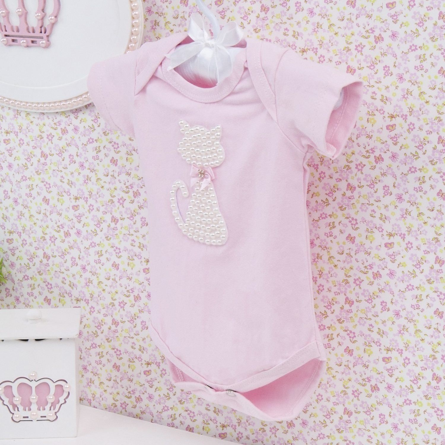 Body Manga Curta Gatinha Palha Tam M