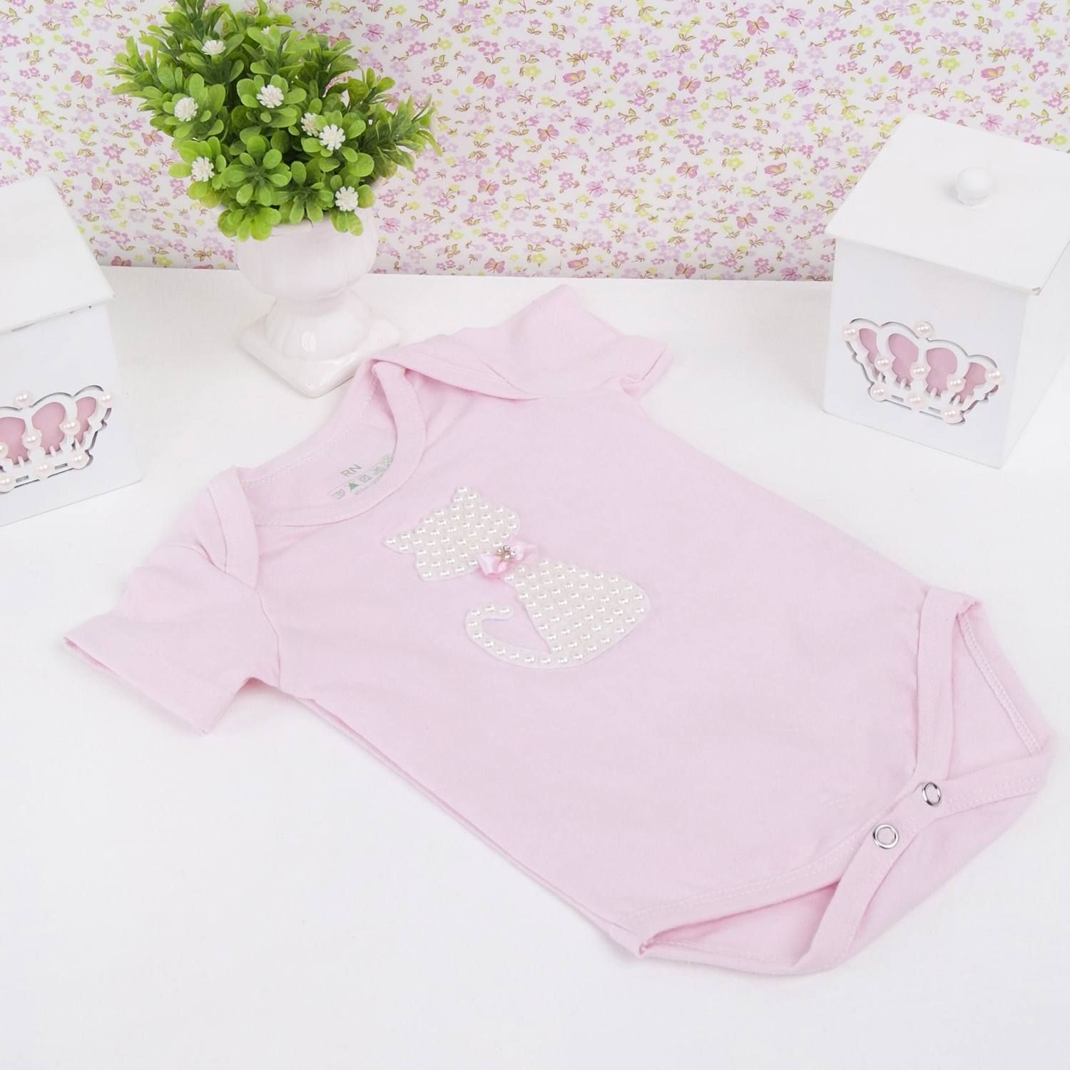 Body Manga Curta Gatinha Palha Tam M