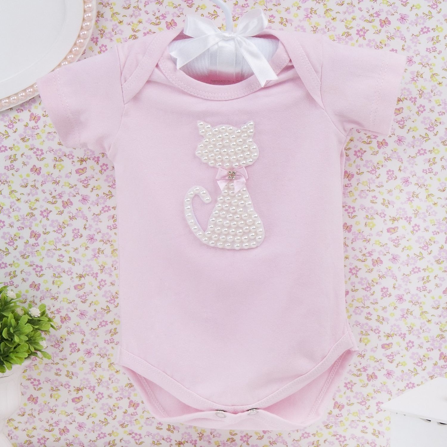 Body Manga Curta Gatinha Palha Tam M