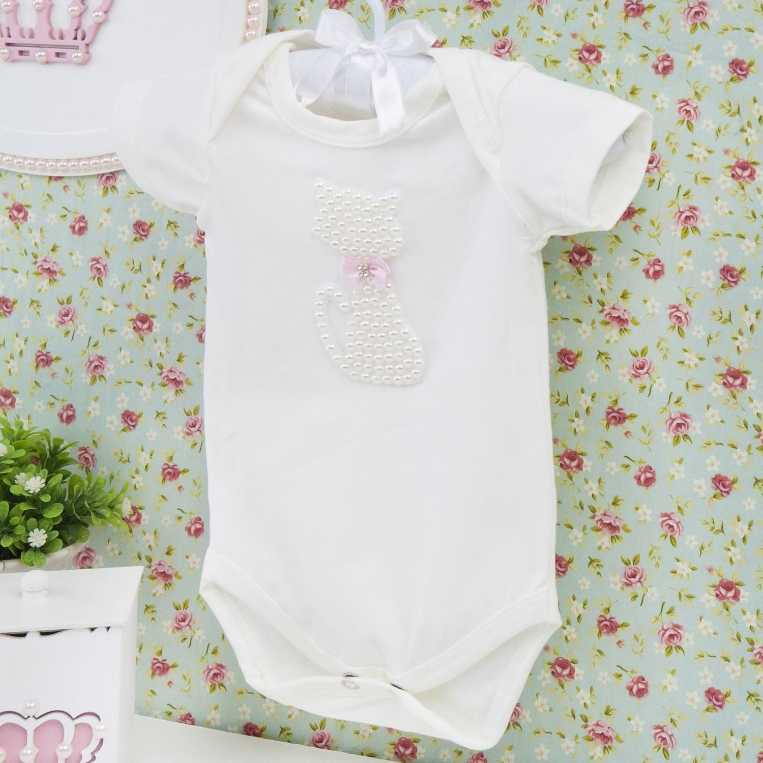 Body Manga Curta Gatinha Palha Tam M