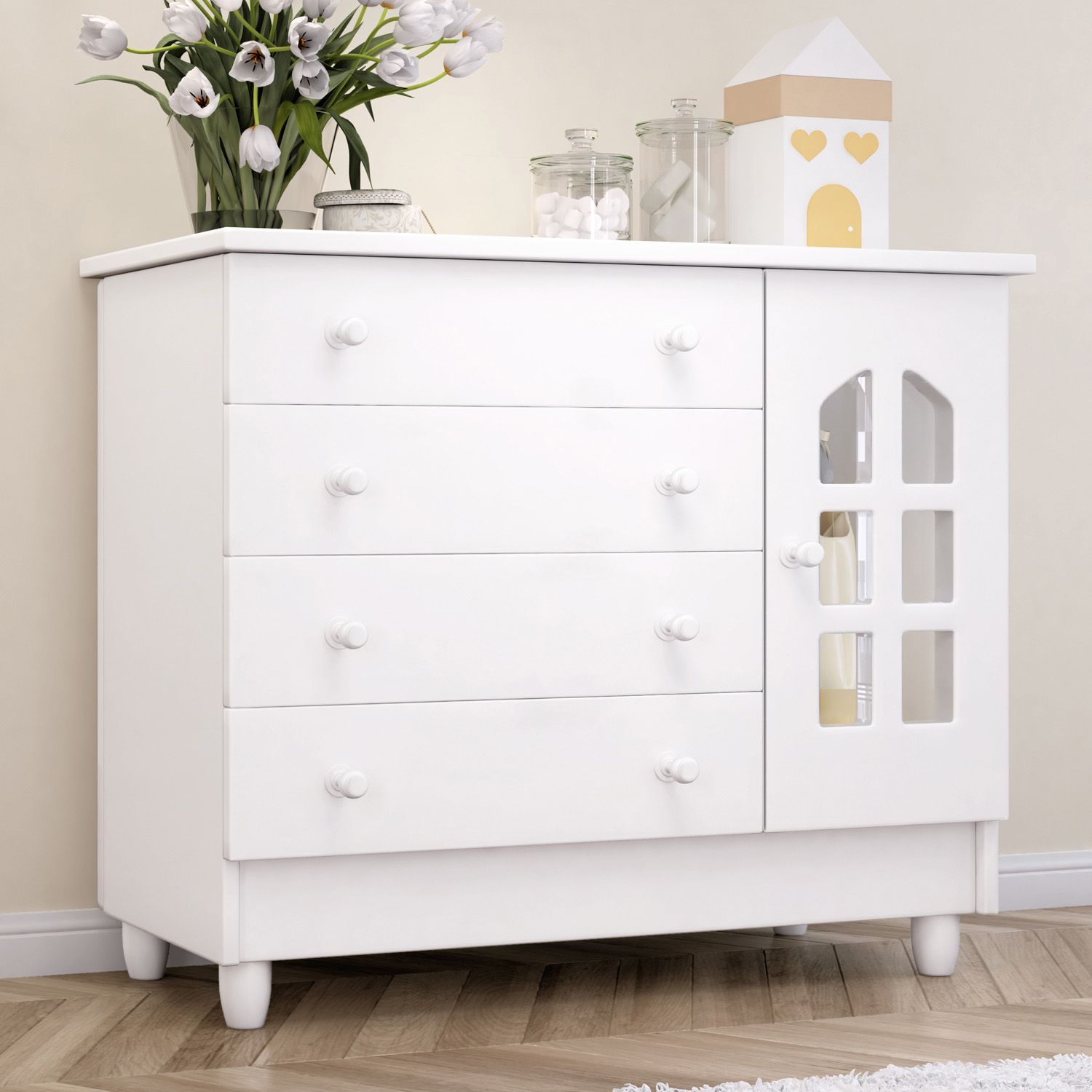 Cômoda Infantil Branco com Porta Luxo
