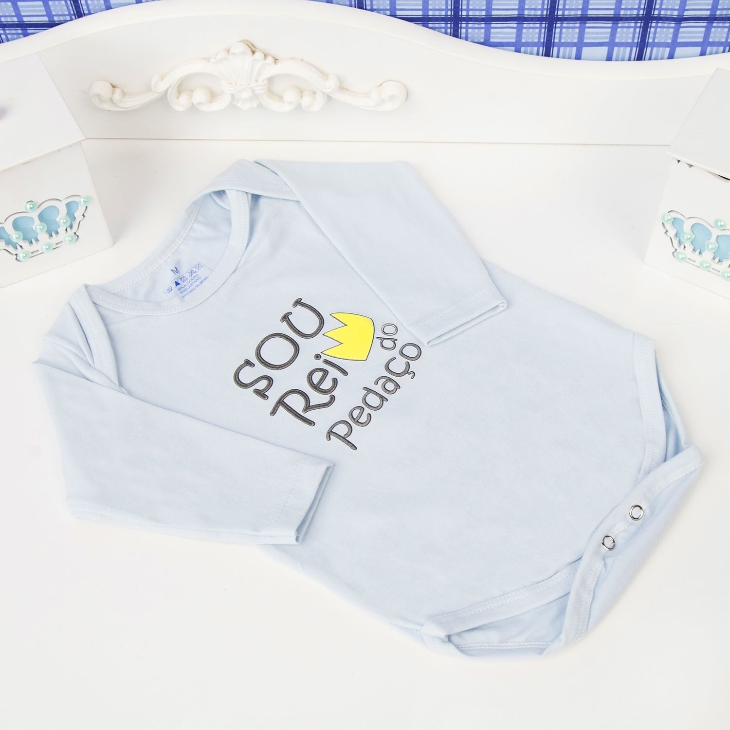 Body Manga Longa Rei do Pedaço Azul Tam P