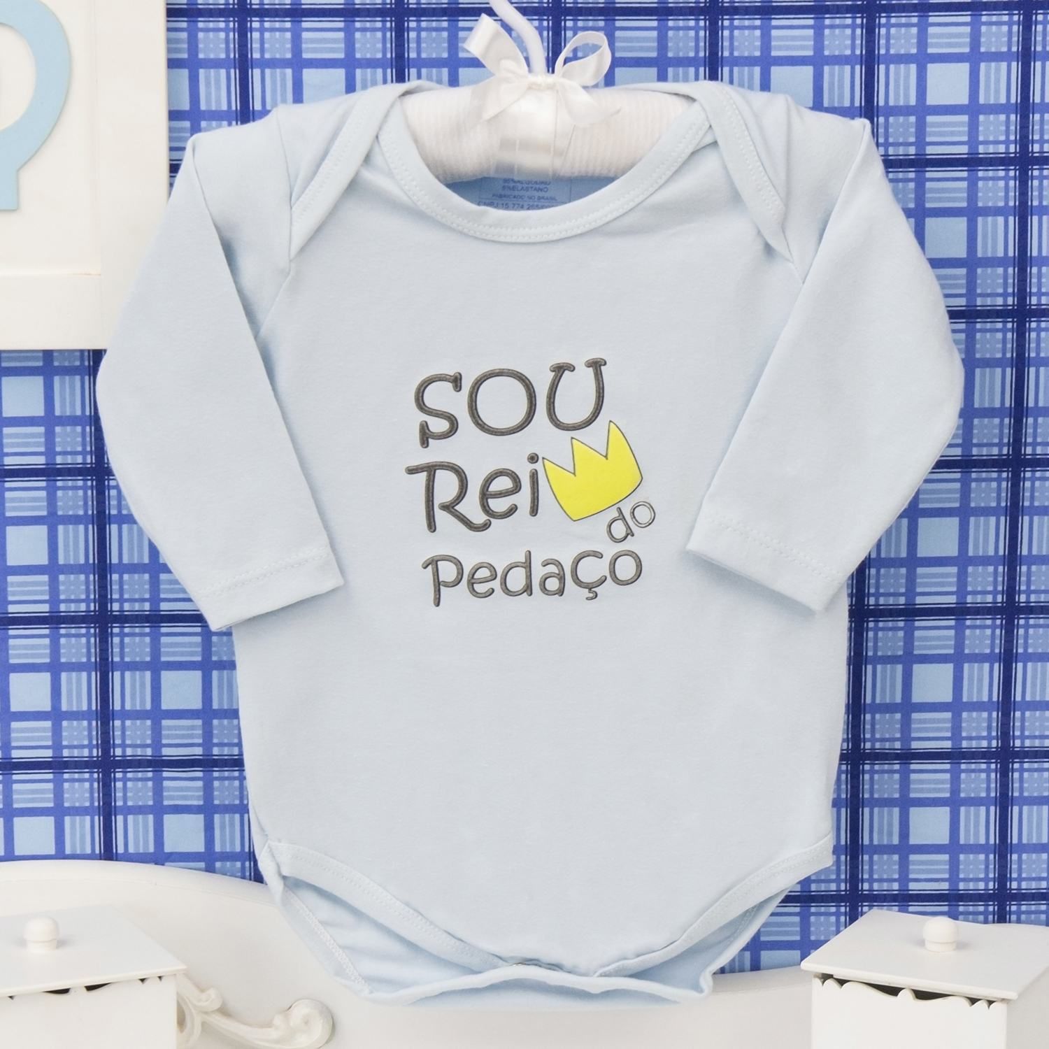 Body Manga Longa Rei do Pedaço Azul Tam P