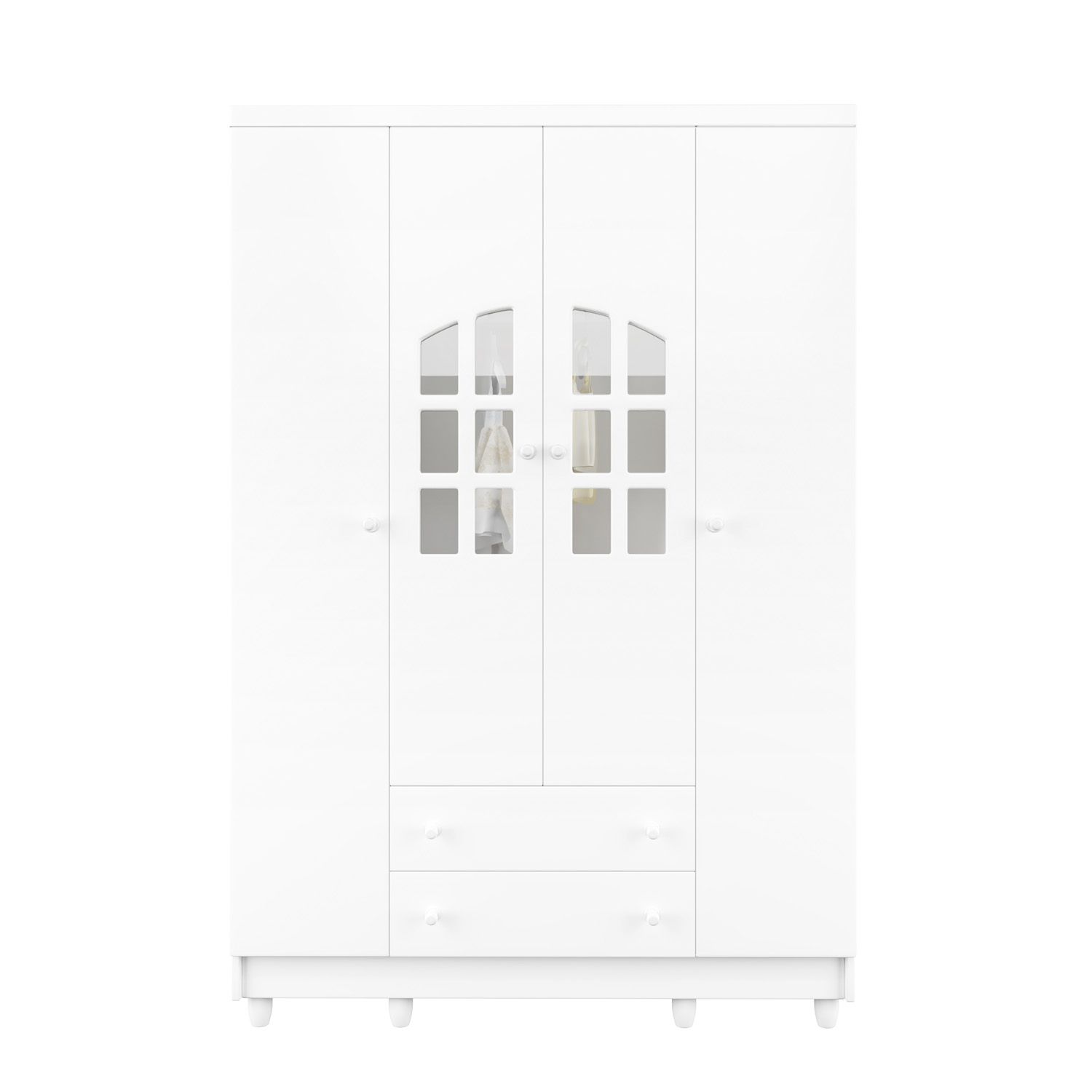Guarda Roupa Infantil Branco 4 Portas Luxo