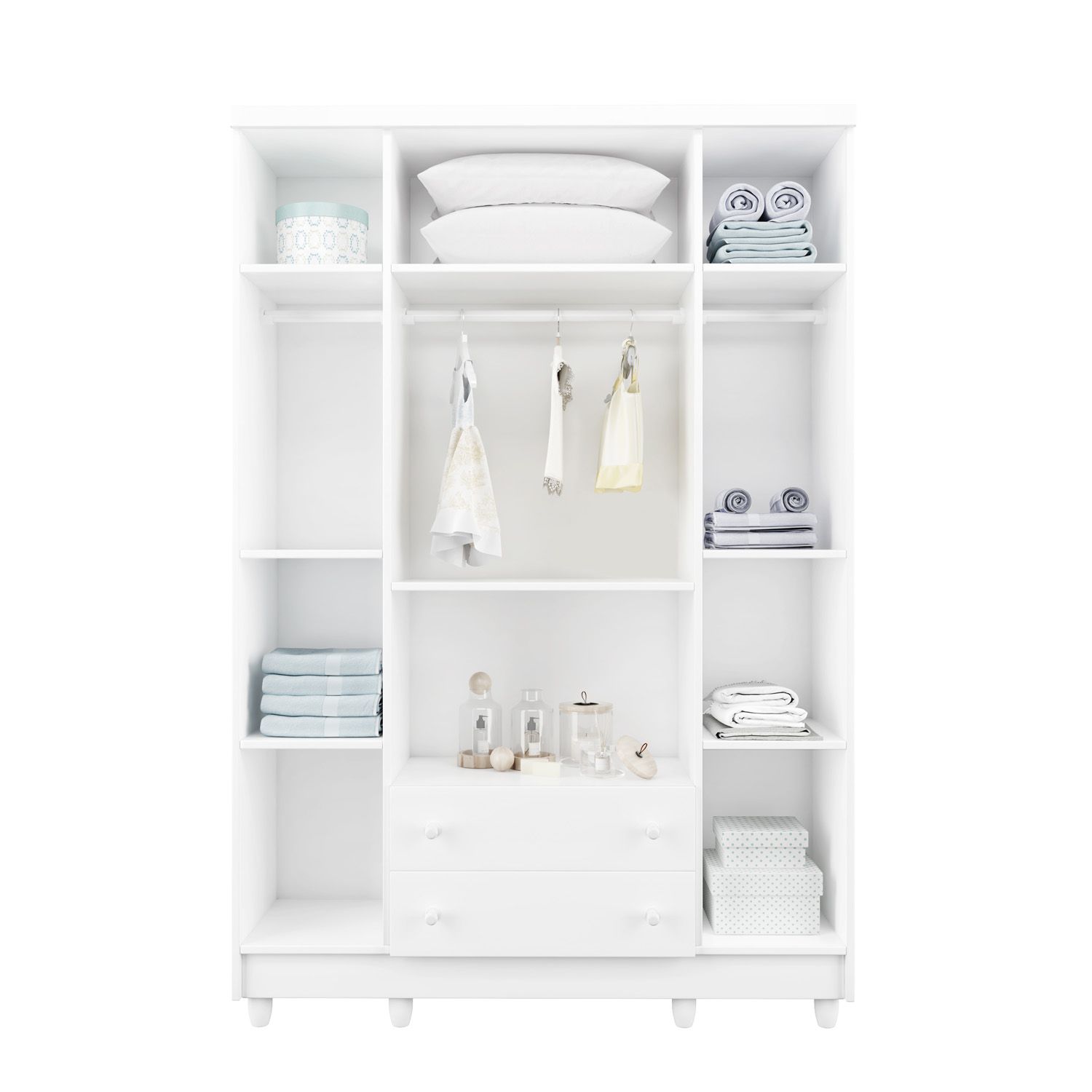 Guarda Roupa Infantil Branco 4 Portas Luxo