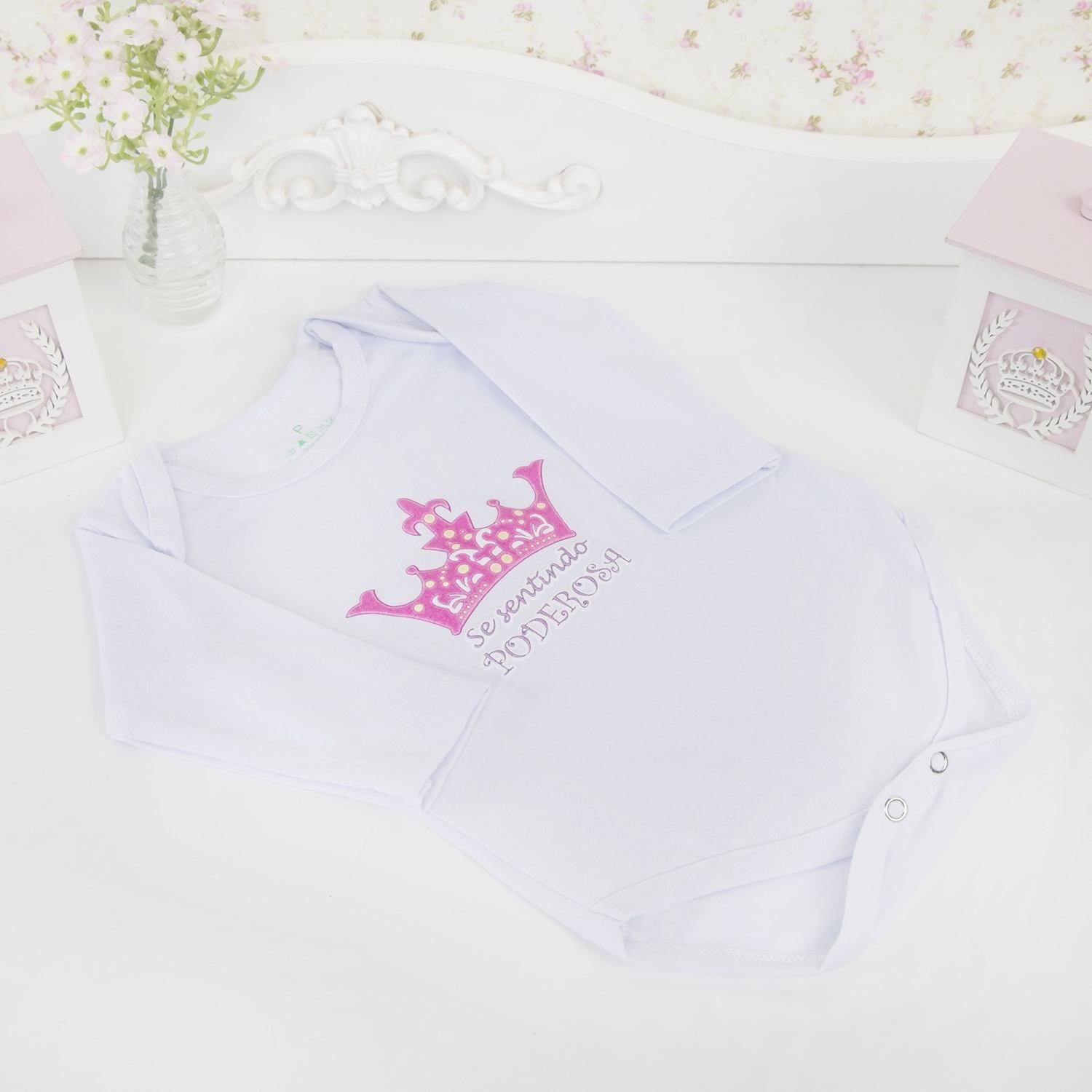 Body Manga Longa Se sentindo Poderosa Branco Tam M