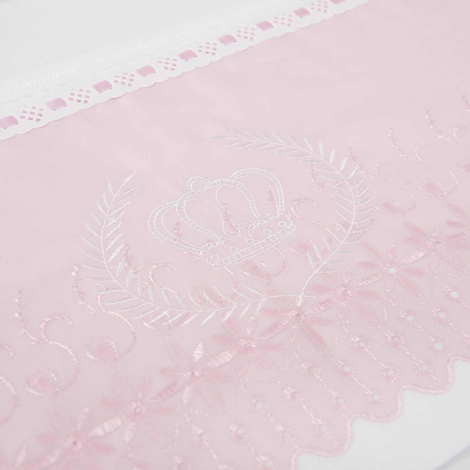 Jogo de Lençol Berço Bordado Príncipe Azul e Branco 3 Peças