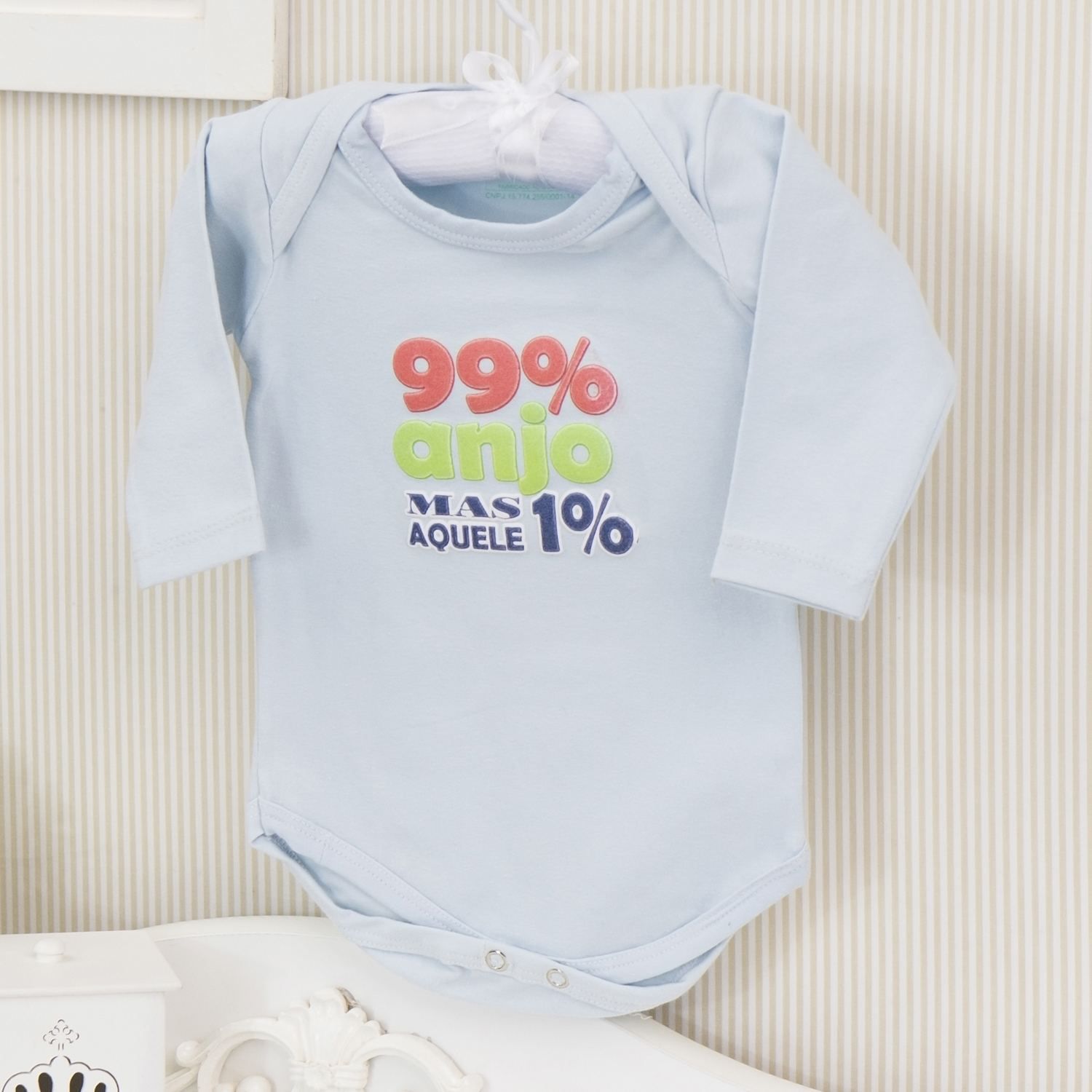 Body Manga Longa Aquele 1% Azul Tam M