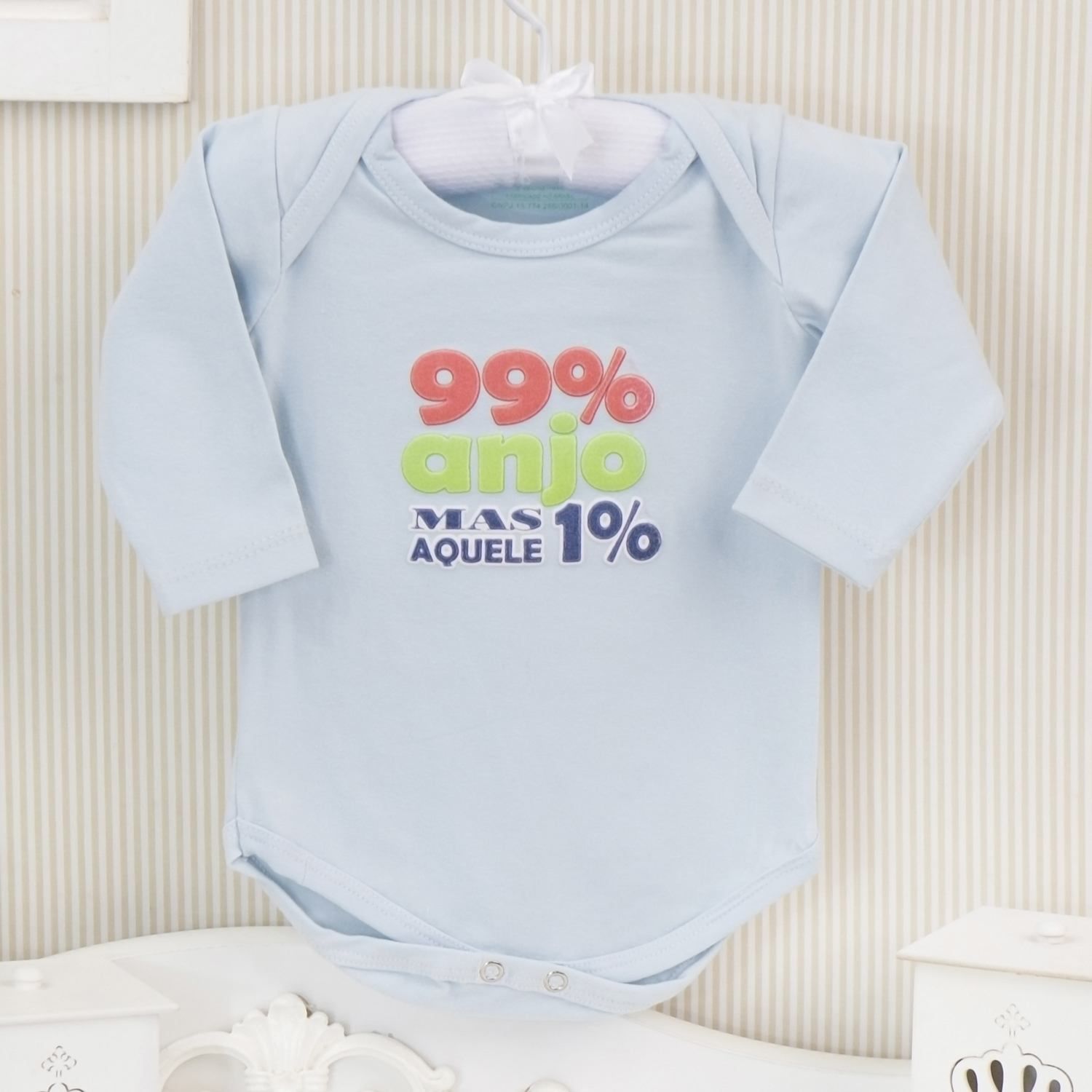 Body Manga Longa Aquele 1% Azul Tam M