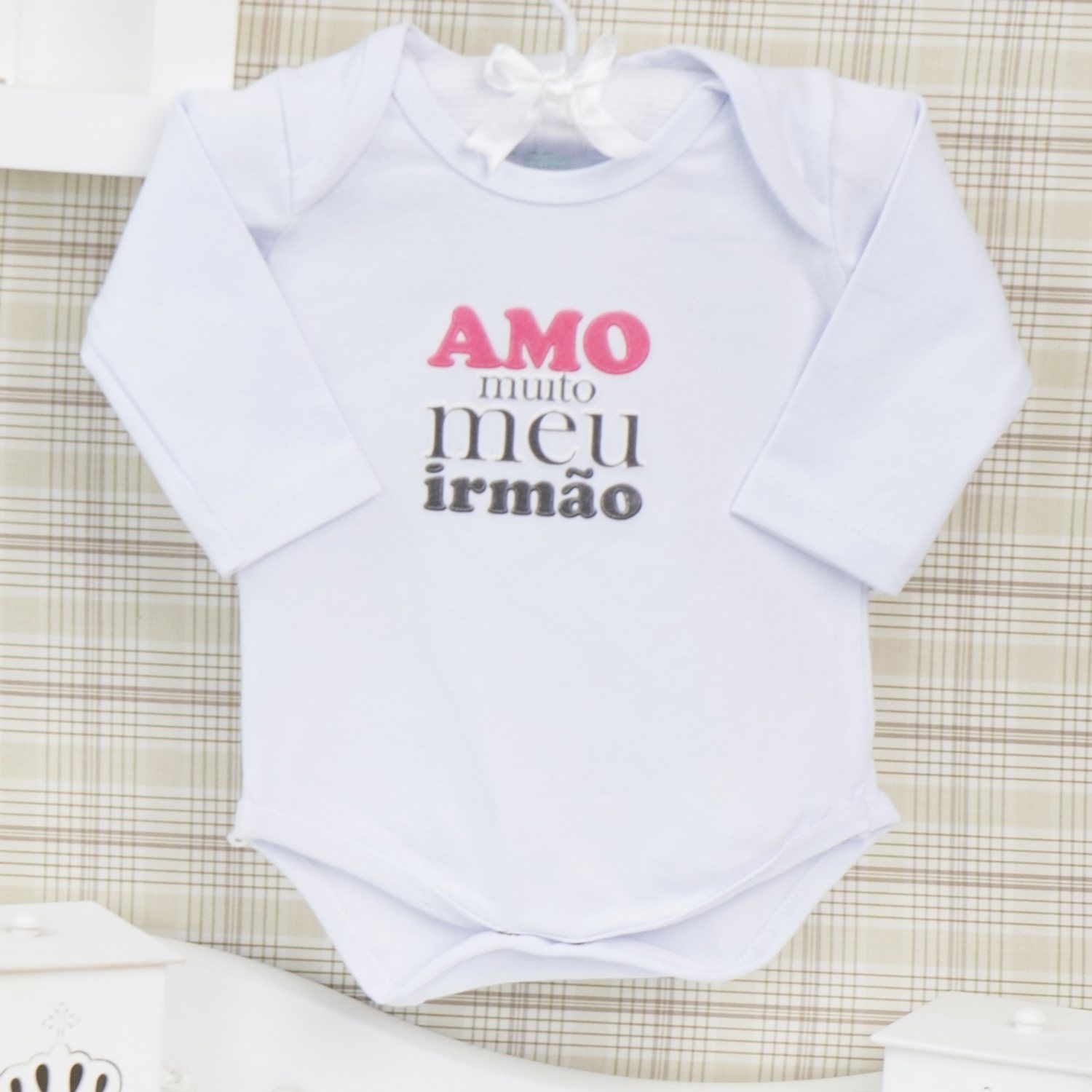 Body Manga Longa Amo Muito Meu Irmão Branco Tam M