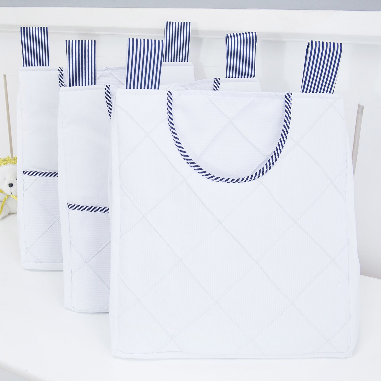 Porta Fraldas Varão Nervura Azul Marinho Listrado