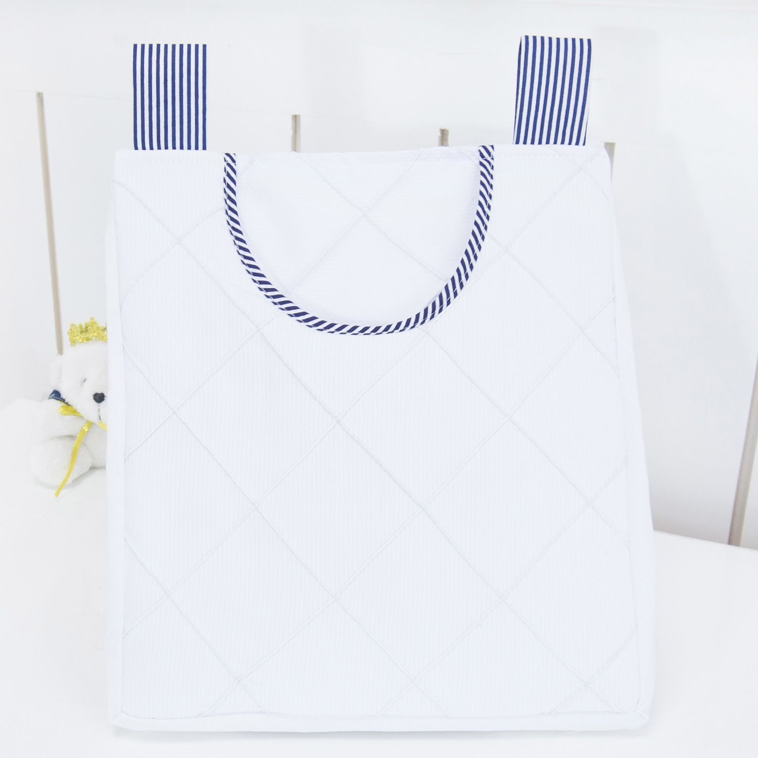 Porta Fraldas Varão Nervura Azul Marinho Listrado