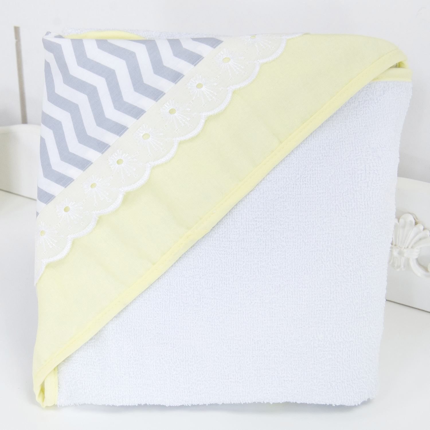 Toalha de Banho Forrada com Capuz Nova Iorque Chevron Amarelo